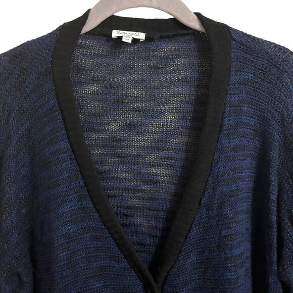 Splendid Blue Black Striped Cardigan Button Semi Sheer Sweater Large - Picture 6 of 6